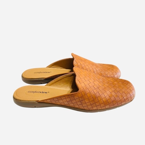 Comfortview MYA # 06117 Cognac Woven Slip-On Mules size 10.5M - Picture 4 of 10